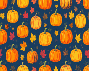 Autumn Harvest Delight: Illustrated Vibrant Pumpkin Collection