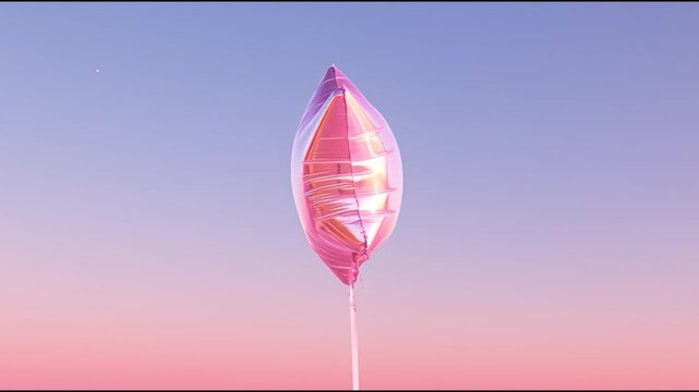 A vibrant pink star-shaped balloon floats against a pastel sky, creating a whimsical and festive atmosphere.