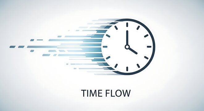 Abstract concept of time flow with a fast-moving clock