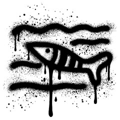 fish graffiti with black spray paint.