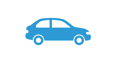 Obraz premium Blue silhouette of compact car on white background