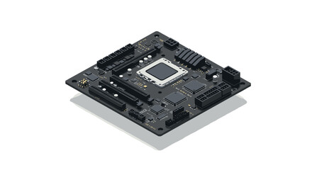 Highly detailed 3d motherboard on white background for technology themes