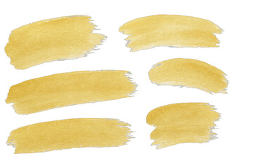 Naklejka premium Golden brush strokes on black background, artistic design elements