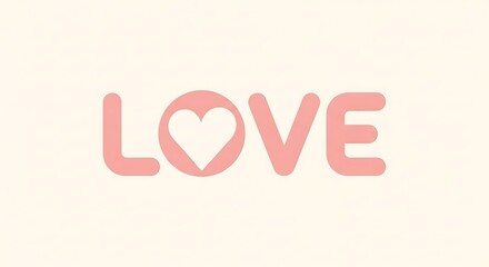 Pink LOVE word with heart symbol minimalist design