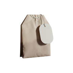 Simple paper bag with blank tag for gift or product packaging mockup illustration