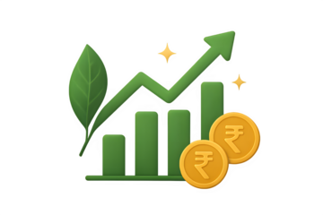 3d business growth chart with dollar signs and coins showing financial success
