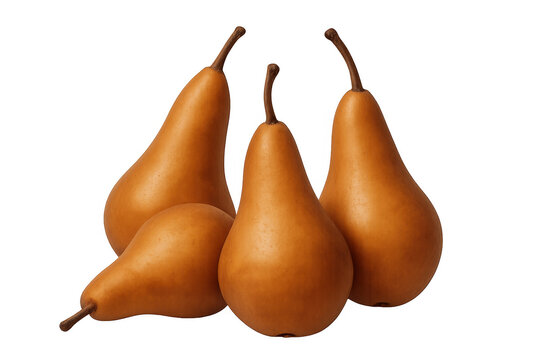 Bosc pears arranged together, showing fresh organic fruit, healthy eating and natural sweet food on transparent background