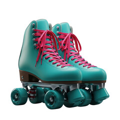 Stylish teal and pink roller skates for retro fun and outdoor adventures illustration