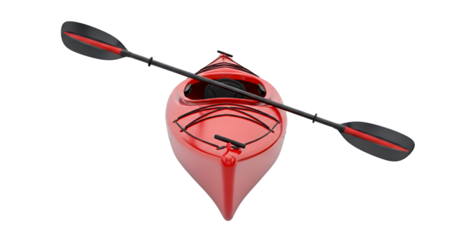Red Solo Kayak with Double Paddle for Water Adventure, River Exploration, and Outdoor Recreation Lifestyle
