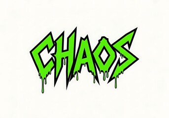 Chaos text in dripping green letters