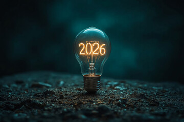 Bright glowing light bulb with the concept of idea, inspiration, and creativity on a background, representing energy and innovation