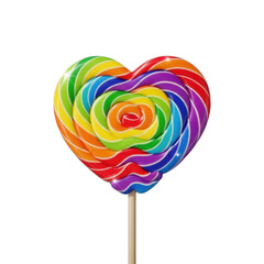 Vibrant rainbow heart shaped lollipop on a stick for sweet treats and celebrations illustration