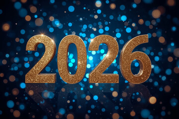 Happy New Year 2026 greeting card illustration with winter decoration, a star, and number 2026 design for the new season celebration in December