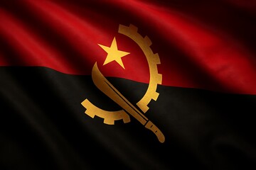 Angola flag waving fabric close up patriotic symbol