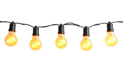 hanging light bulbs yellow isolated on transparent png