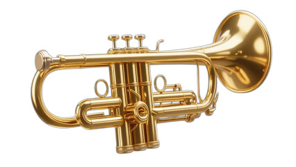 Fototapeta premium Shiny brass trumpet musical instrument isolated on white background for jazz and orchestra