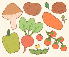 Vegetables and Fruits Pattern Collection - Hand Drawn Food Illustrations