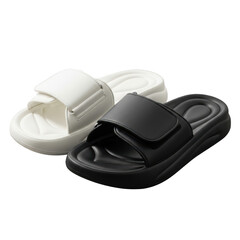 Stylish comfort two pairs of slides one white one black perfect for casual wear illustration