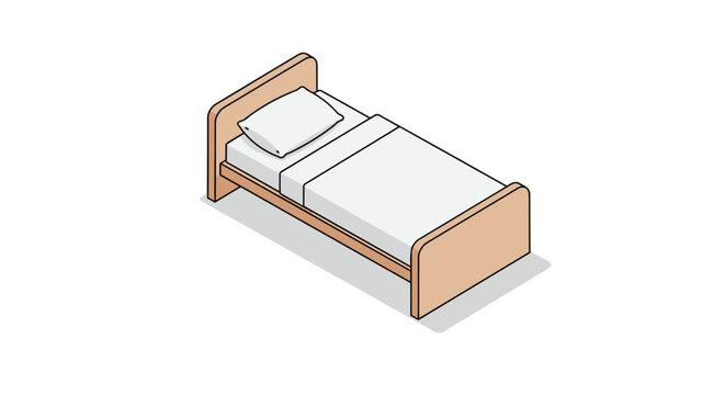 Simple isometric bed design on white background for interior concepts