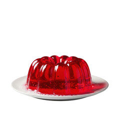 Wobbly red gelatin dessert on white plate a delicious sweet treat illustration