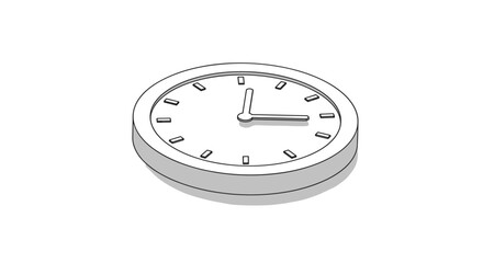 Minimalist isometric wall clock with simple design on white background