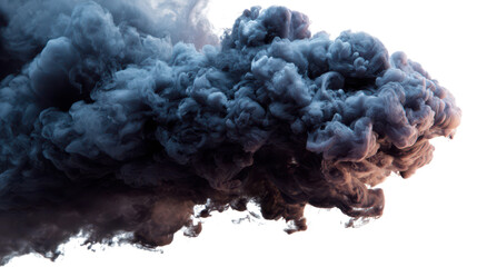 abstract dark black smoke cloud explosion isolated on white or transparent png