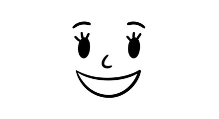 Simple black and white smile icon with expressive features