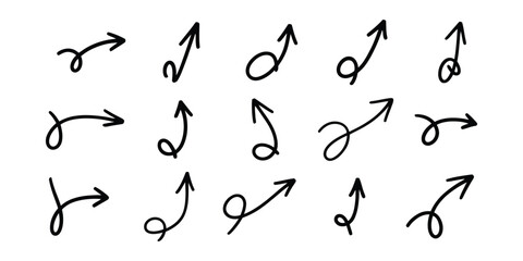 PrintCollection of handdrawn arrows in various directions isolated on white background
