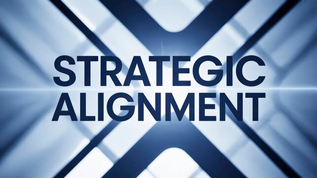 A sleek graphic design featuring the words "Strategic Alignment," emphasizing clarity and modernity in a professional context.
