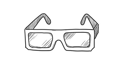 Retro 3d glasses sketch with hand drawn style on white background