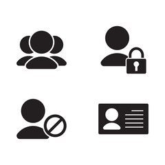 Solid User Profile Account Identity and Security Icons Set