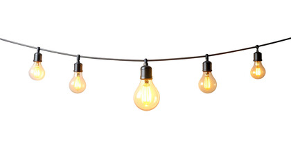 hanging light bulbs yellow isolated on transparent png