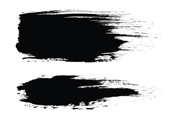 Black Paint Brush Strokes Vector Set Isolated on White Background. Bold grunge brush smudge. Paint ink texture