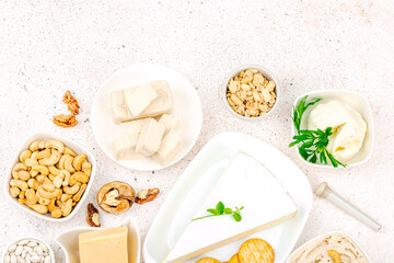 Homemade vegan cashew cheese. Raw healthy sauce in a bowl, lactose free food. Bio organic product