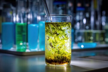 Colorful Chemical Cocktail in Glassware - A Scientific Experiment.