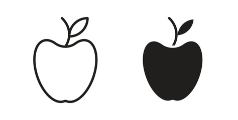 Apple icon glyph and line set thin line symbol concept.