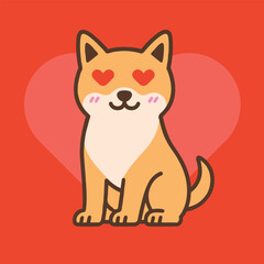 shiba inu dog falling in love
