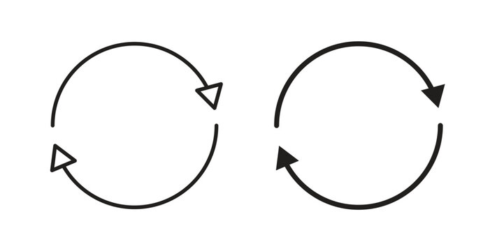 Arrows repeat icon glyph and line set thin line symbol concept.