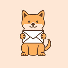 shiba inu dog with mail