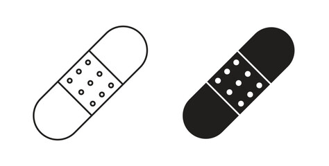 Band aid icon glyph and line set thin line symbol concept.