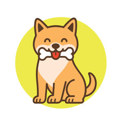 shiba inu dog with bone