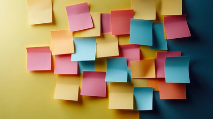 A vibrant collage of colorful sticky notes on background