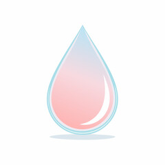 A Single Transparent Water Drop With Pink And Blue Gradient Colors Isolated On White Background Reflecting Light
