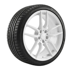 Obraz premium White Alloy Wheel and Tire isolated on a transparent background