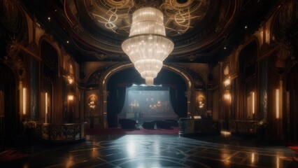 Luxurious Grand Ballroom with a Magnificent Crystal Chandelier.