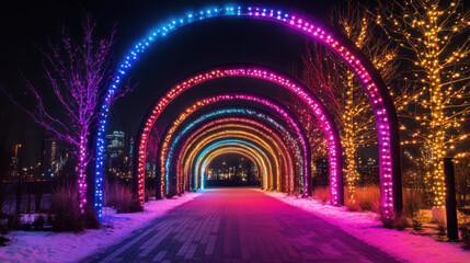 Christmas decoration in the shape of a purple heart-shaped tunnel