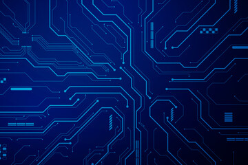 Futuristic Digital Connection Circuit Vector. Futuristic digital connection circuit vector in blue neon theme  technology background for data science, AI, and innovation.