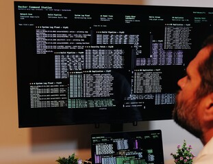 White Hat Cybersecurity Analyst Researcher Conducting Penetration Test for Corporate Networks - Concept