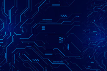 Digital Technology Circuit Board Vector. Digital circuit board vector with blue glowing lines and futuristic tech background design for data, AI, and innovation concepts.