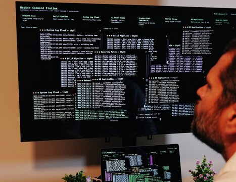 White Hat Cybersecurity Analyst Researcher Conducting Penetration Test for Corporate Networks - Concept